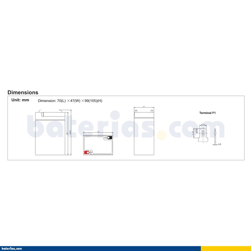 Batería RITAR RT645 6V 4Ah