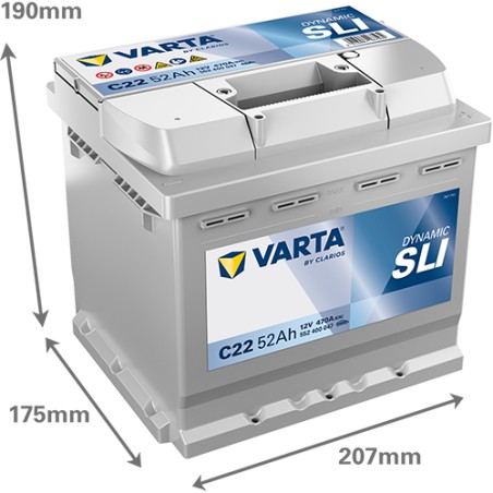 Bateria VARTA C22 12V 52Ah 470A