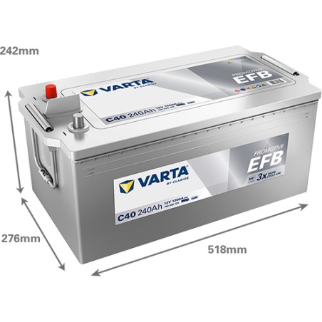 Batterie VARTA C40 12V 240Ah 1200A EFB