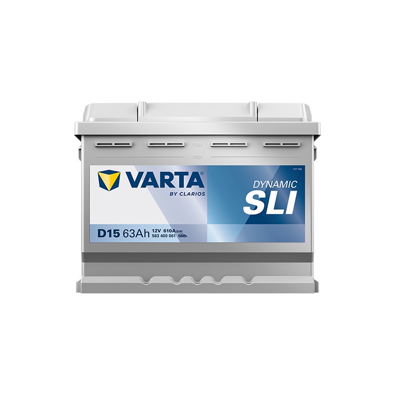 Car battery Varta D15 12V 63Ah 610A | baterias.com