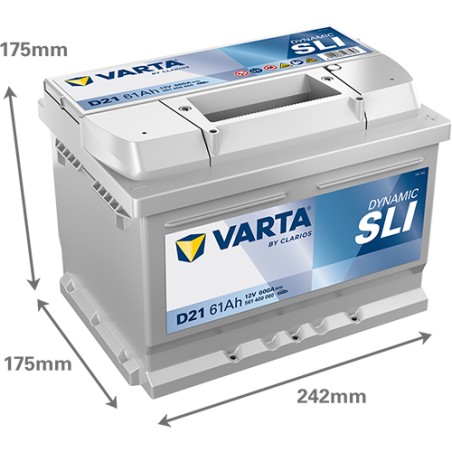 Batería VARTA D21 12V 61Ah 600A