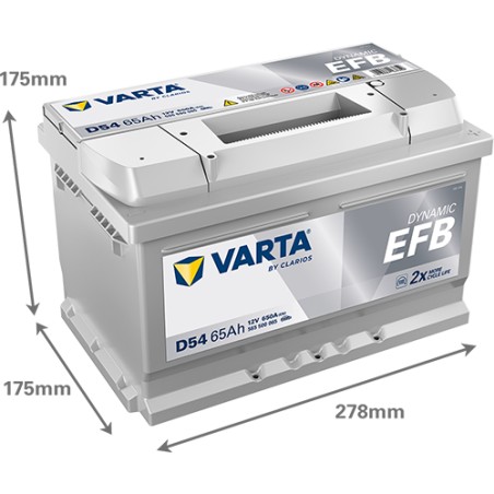 Batteria VARTA D54 12V 65Ah 650A EFB
