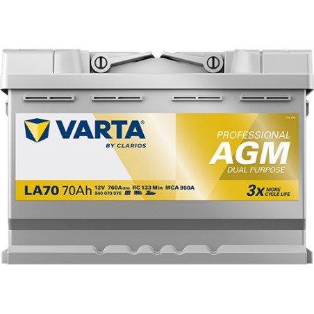 Batería náutica Varta LA70 12V 60Ah AGM – imagen 3