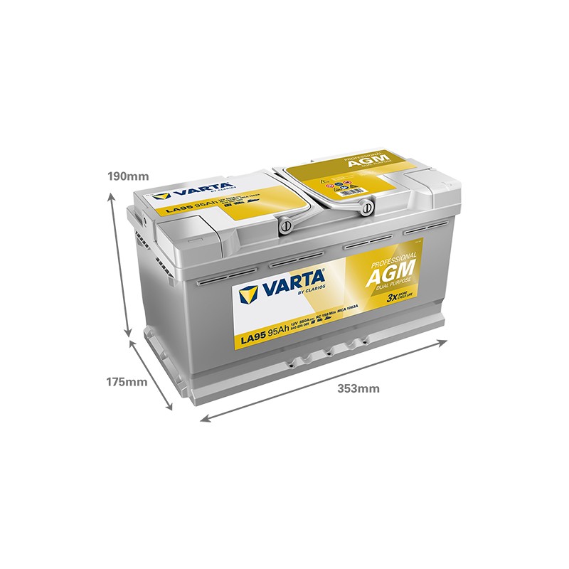 Marine battery Varta LA95 12V 85Ah AGM | baterias.com