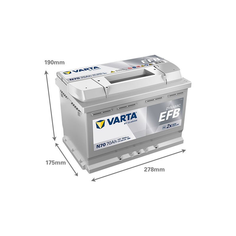 Batteria Start-Stop Varta N70 12V 70Ah 760A EFB – immagine 2