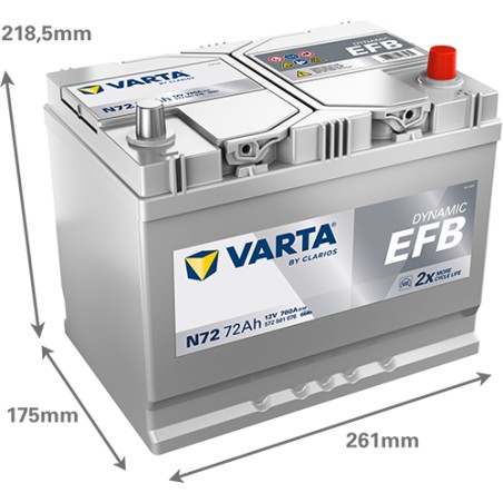 Batteria VARTA N72 12V 72Ah 760A EFB
