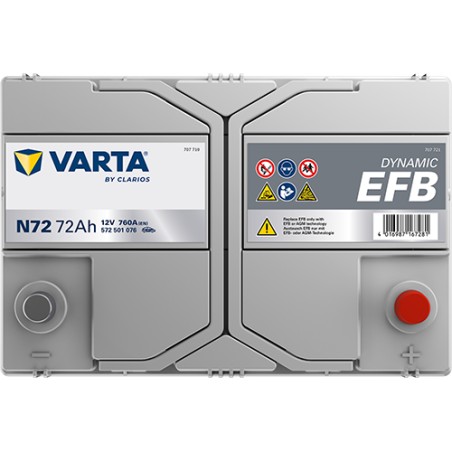 Batería VARTA N72 12V 72Ah 760A EFB