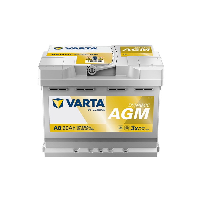 Start-Stop battery Varta A8 12V 60Ah 680A AGM | baterias.com