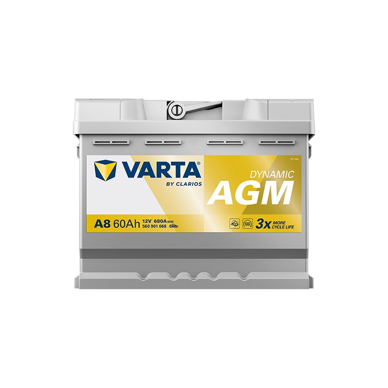Start-Stop battery Varta A8 12V 60Ah 680A AGM | baterias.com