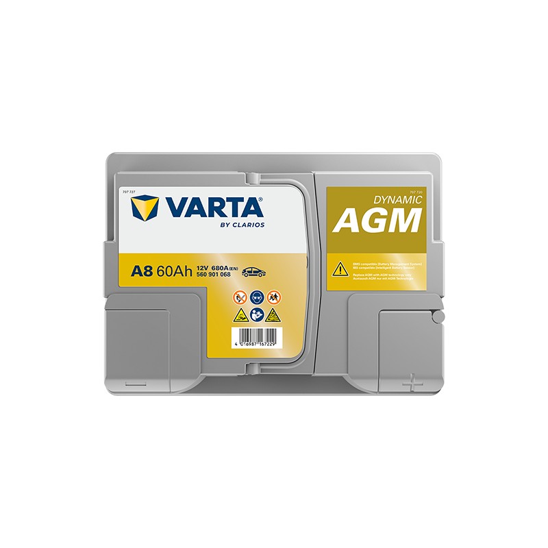Start-Stop battery Varta A8 12V 60Ah 680A AGM | baterias.com