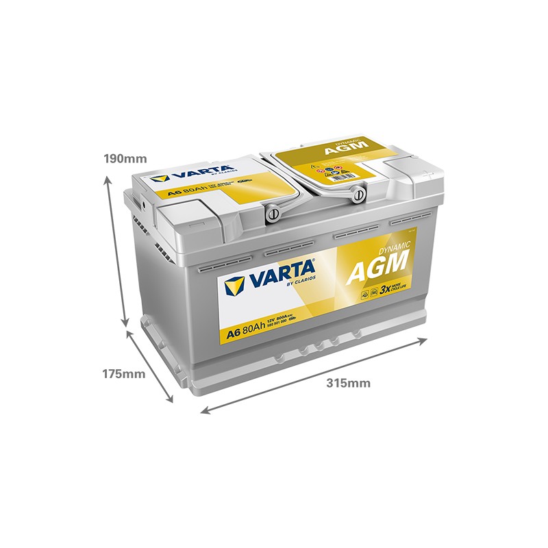 Start-Stopp-Batterie Varta A6 12V 80Ah 800A AGM | baterias.com