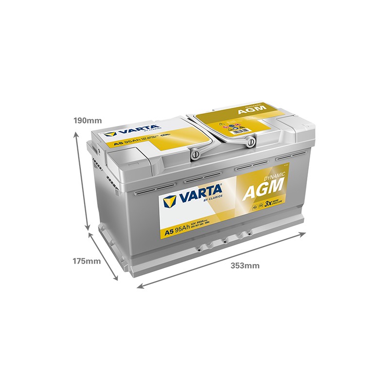 Start-Stop battery Varta A5 12V 95Ah 850A AGM | baterias.com