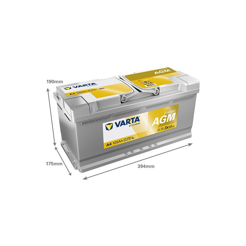 Batería Start-Stop Varta A4 12V 105Ah 950A AGM – imagen 2