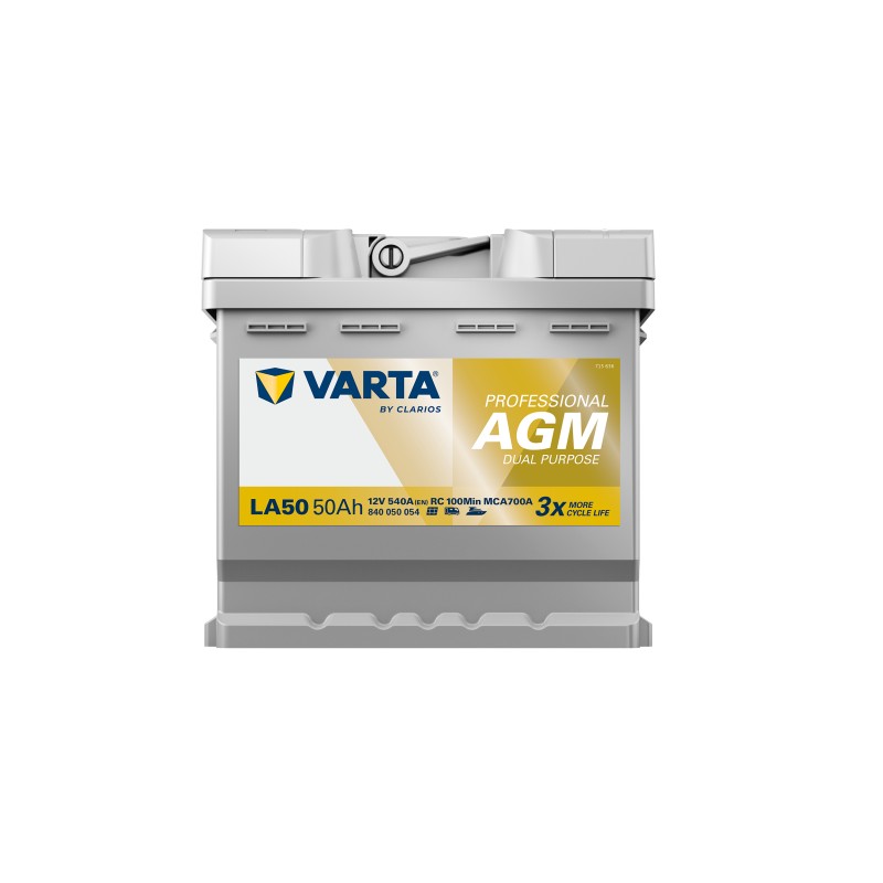Marine battery Varta LA50 12V 50Ah 540A - front view