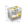 Marine battery Varta LA50 12V 50Ah 540A - dimensions diagram