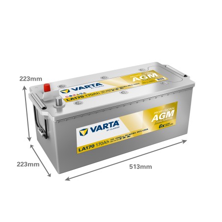 Bootsbatterie Varta LA170 12V 170Ah 1000A - Maßzeichnung