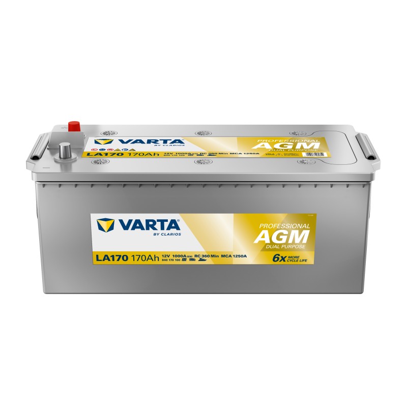 Marine battery Varta LA170 12V 170Ah 1000A - front and top view