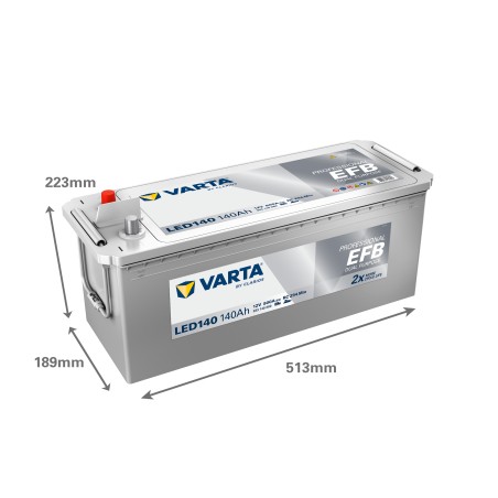 Batería náutica Varta LED140 12V 140Ah 800A - esquema de medidas