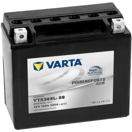 Batería Varta YTX20HL-BS 518918032 18Ah 320A 12V Powersports Agm High Performance VARTA - 1