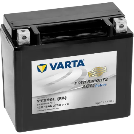 Battery Varta YTX20L-4 518909027 18Ah 270A 12V Powersports Agm Active VARTA - 1