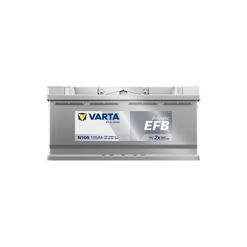 Start-Stop battery Varta N105 12V 105Ah 950A - front view