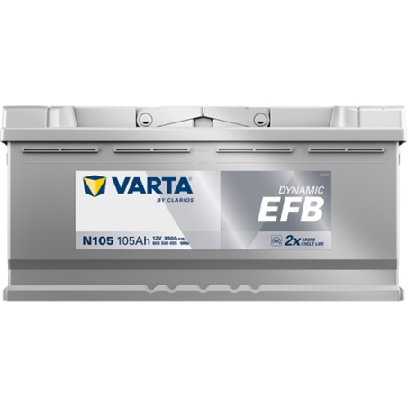 Start-Stop battery Varta N105 12V 105Ah 950A - front view