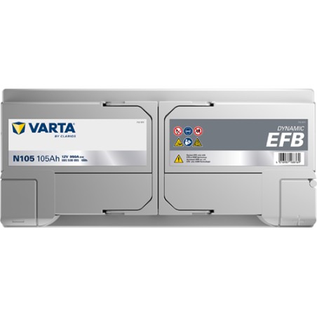 Start-Stop battery Varta N105 12V 105Ah 950A - top view