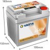 Marine battery Varta LL50 12V 50Ah LiFePO4 - dimensions diagram