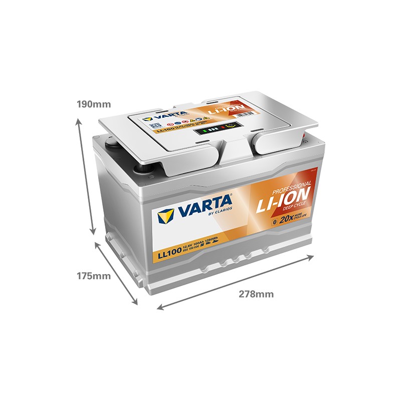 Batterie marine Varta LL100 12V 100Ah LiFePO4 - schéma des dimensions