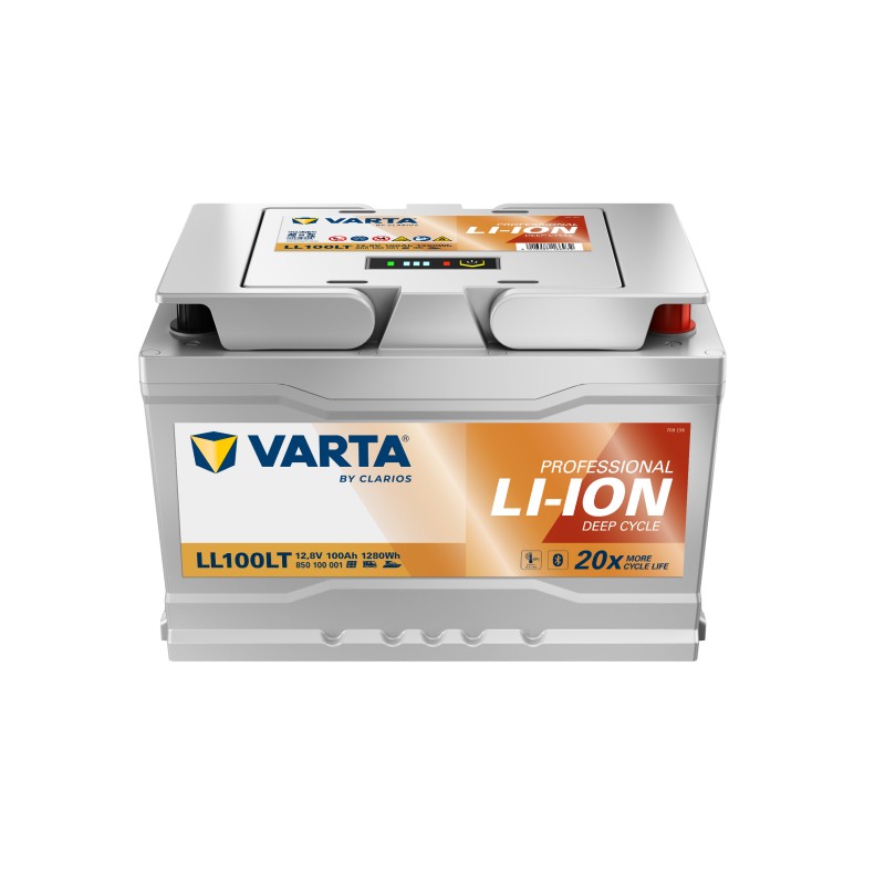 Marine battery Varta LL100LT 12V 100Ah LiFePO4 - front and top view