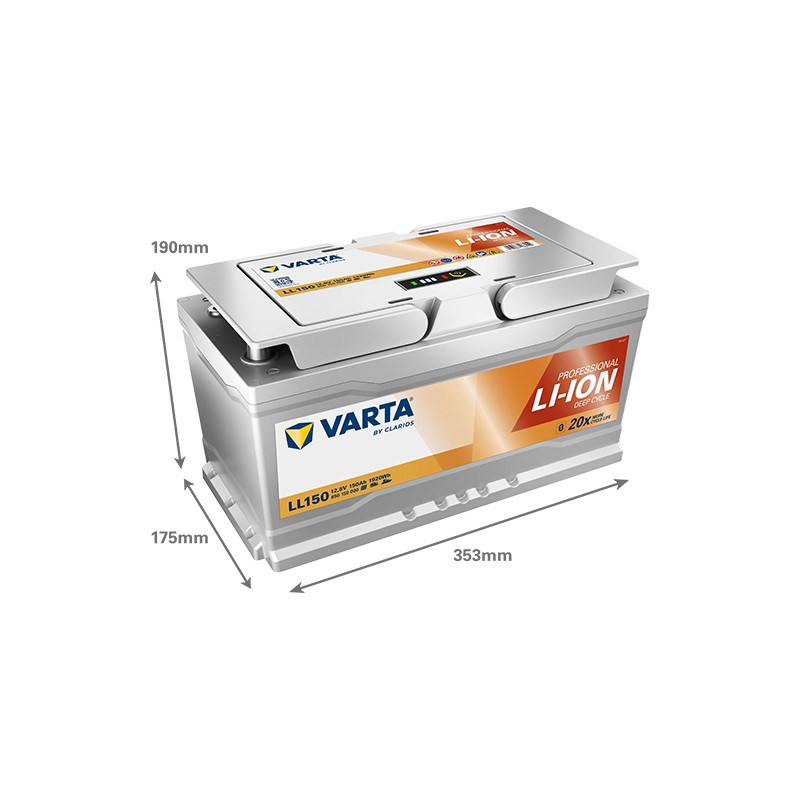 Marine battery Varta LL150 12V 150Ah LiFePO4 - dimensions diagram