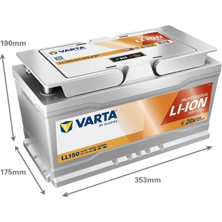 Batterie marine Varta LL150 12V 150Ah LiFePO4 - schéma des dimensions