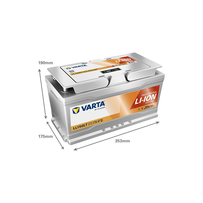 Marine battery Varta LL150LT 12V 150Ah LiFePO4 - dimensions diagram