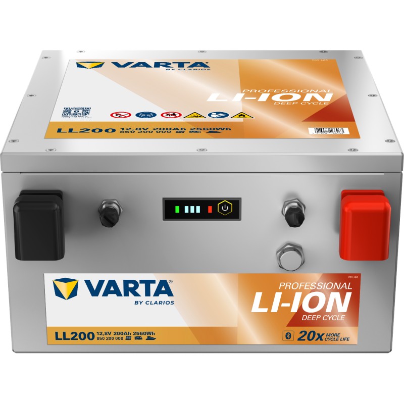 Marine battery Varta LL200 12V 200Ah LiFePO4 - front and top view
