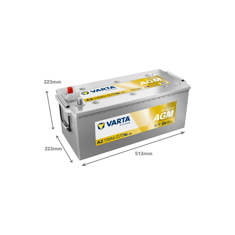 Truck battery Varta A2 12V 170Ah 1000A - dimensions diagram