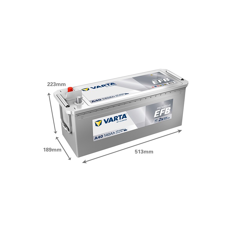 LKW-Batterie Varta A40 12V 140Ah 800A - Maßzeichnung