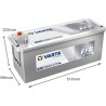 Batteria camion Varta A40 12V 140Ah 800A - schema delle dimensioni