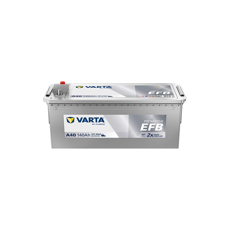 Batteria camion Varta A40 12V 140Ah 800A - vista frontale e superiore