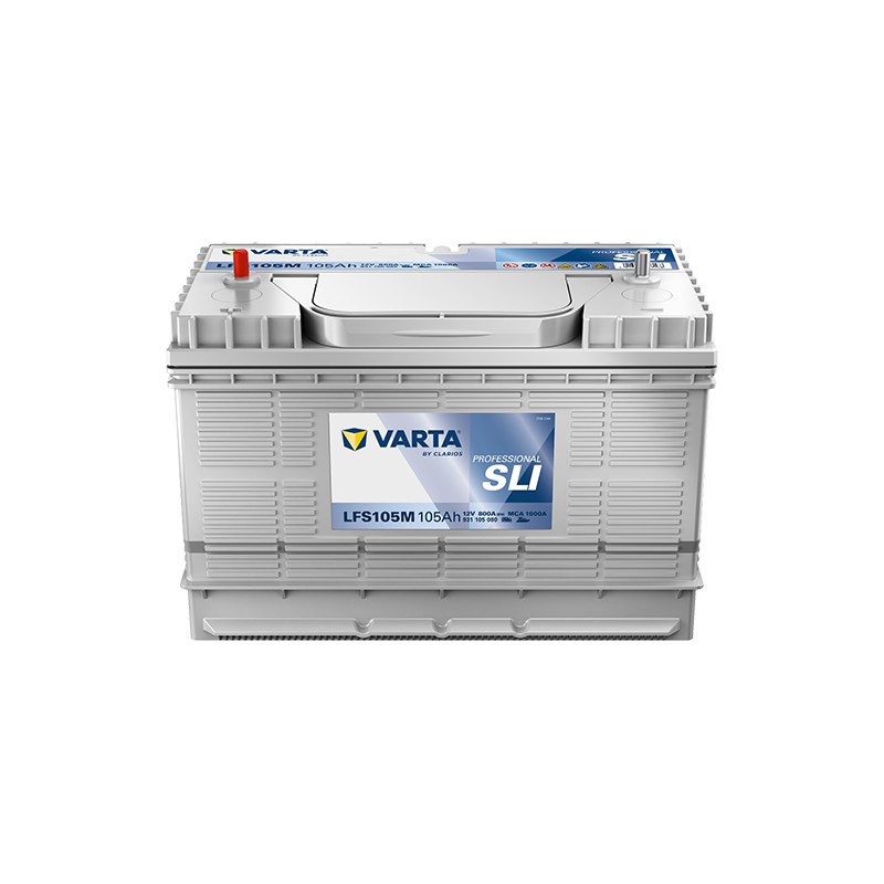 Marine battery Varta LFS105M 12V 105Ah 800A - front and top view