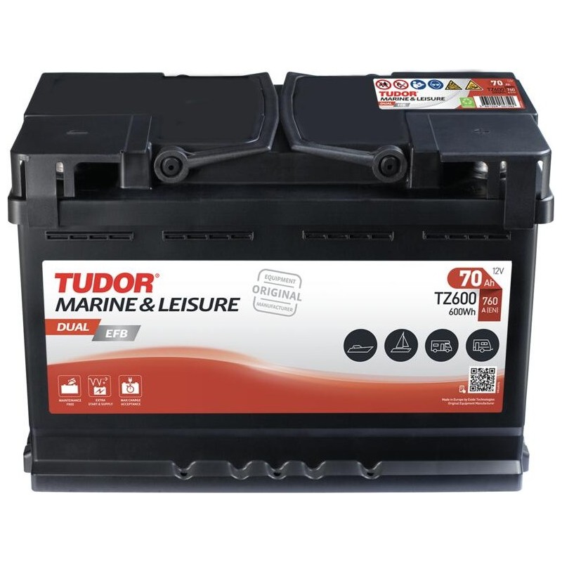 Batteria nautica EFB Tudor TZ600 12V 70Ah 760A - 1