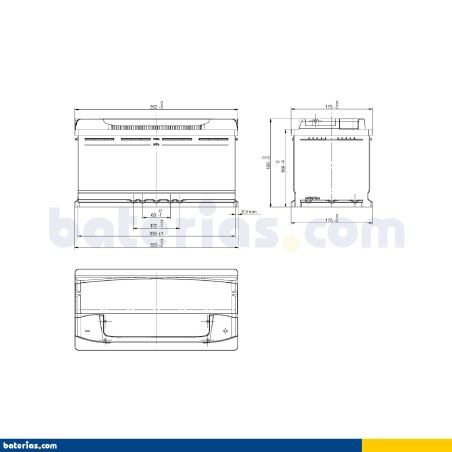 Batería de coche Exide EA1000 12V 100Ah 900A - 2