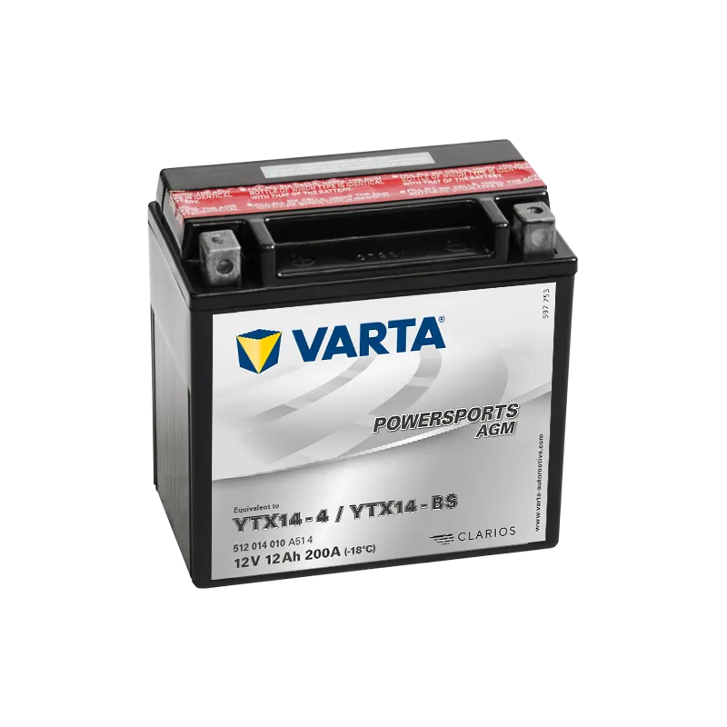 Varta YTX14-4,YTX14-BS 512014010. Batterie de moto Varta 12Ah 12V