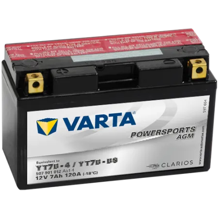 Batería Varta YT7B-4,YT7B-BS 507901012 7Ah 120A 12V Powersports Agm VARTA - 1