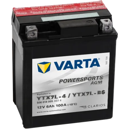 Battery Varta 506014005 6Ah 100A 12V Powersports Agm VARTA - 1