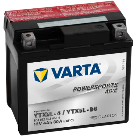 Battery Varta 504012003 4Ah 80A 12V Powersports Agm VARTA - 1