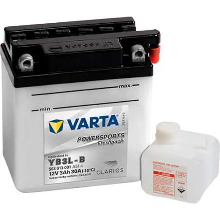 Battery Varta YB3L-B 503013001 3Ah 30A 12V Powersports Freshpack VARTA - 1