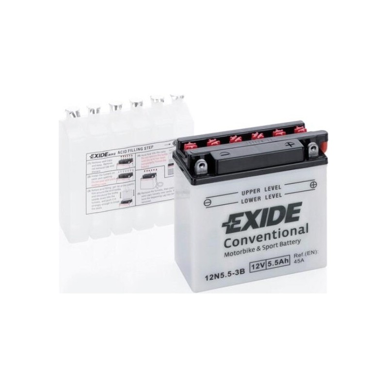 Motorcycle battery Exide 12N5,5-3B 12V 6Ah 45A - 1
