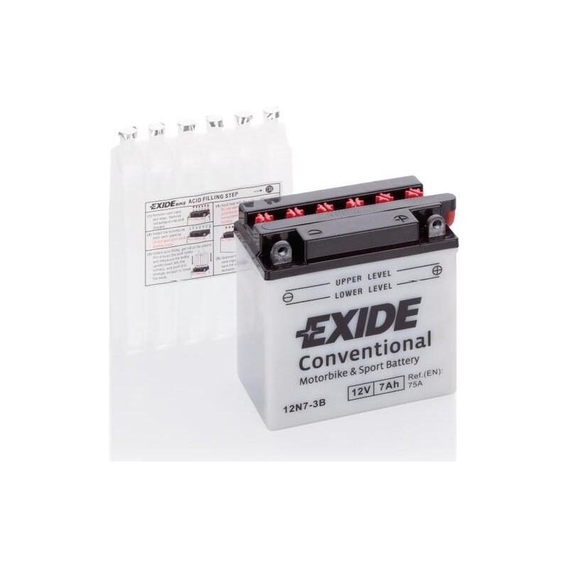 Bateria de mota Exide 12N7-3B 12V 7Ah 75A - 1