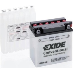 Motorcycle battery Exide 12N9-3B 12V 9Ah 85A | baterias.com