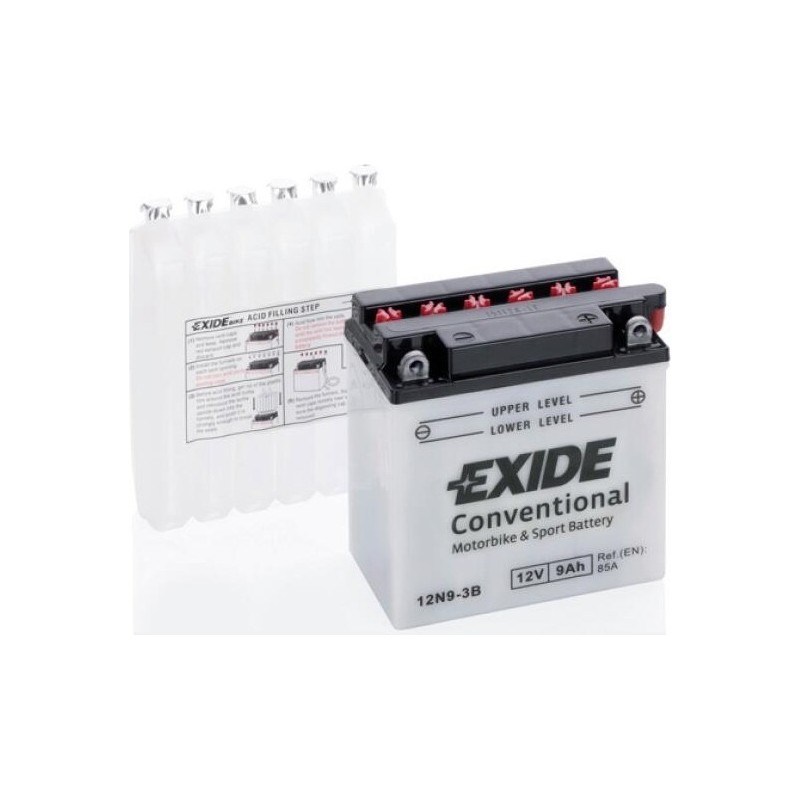 Motorcycle battery Exide 12N9-3B 12V 9Ah 85A | baterias.com